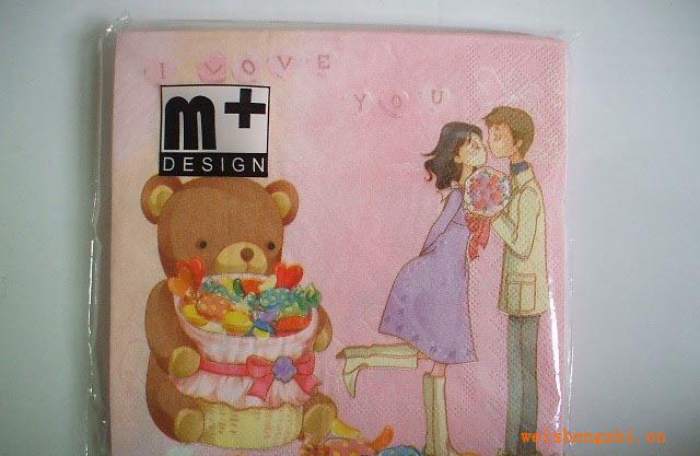 （小熊甜蜜愛情）婚慶紙巾，情人節(jié)餐巾紙，彩色紙巾
