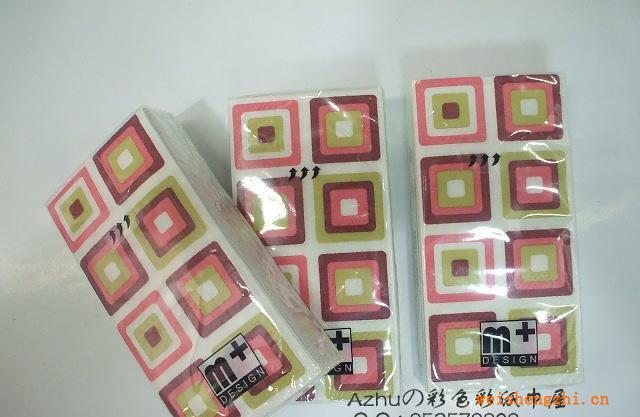 紙巾印刷圖案，彩色印花紙巾，彩色紙巾(紅色方塊)