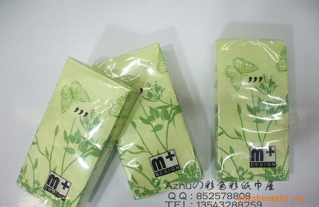 彩色紙巾　批發(fā),個性圖案紙巾(翠綠色竹子與蝴蝶)
