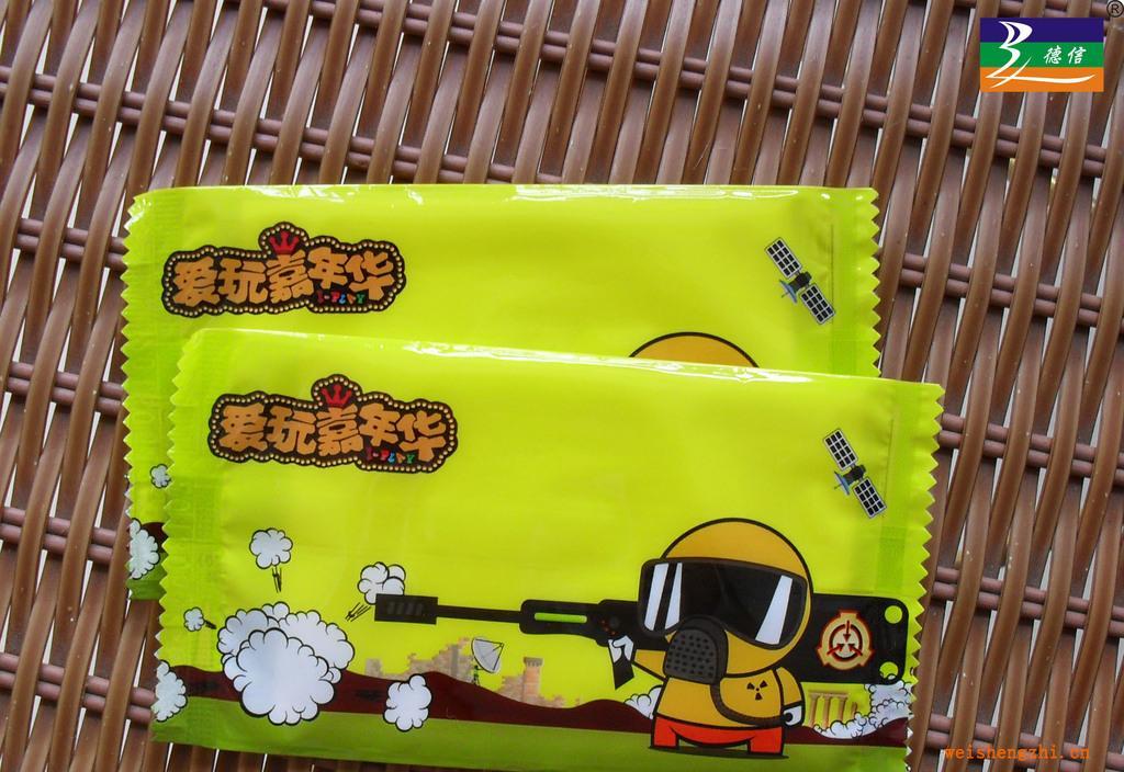 供應單片裝促銷濕巾，檸檬水果香味濕巾，牛奶香味濕巾，清潔濕巾