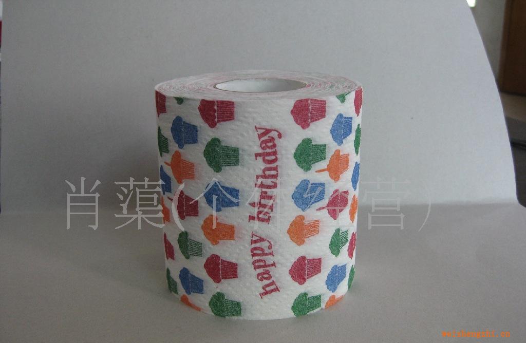 彩色印刷卷筒紙，彩色印花卷筒紙，圖案印花衛(wèi)生紙,生日圖案廁所