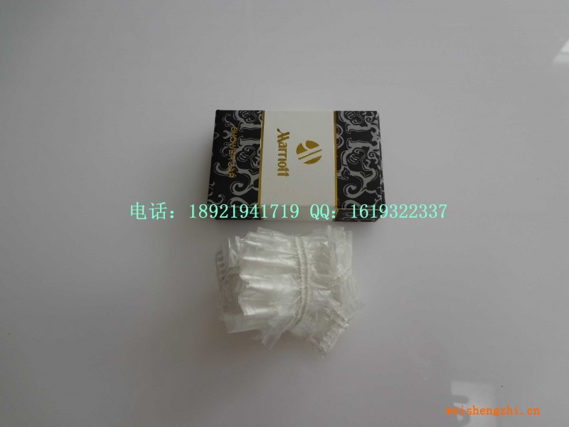 白色高檔加厚條形浴帽，燙金卡盒包裝